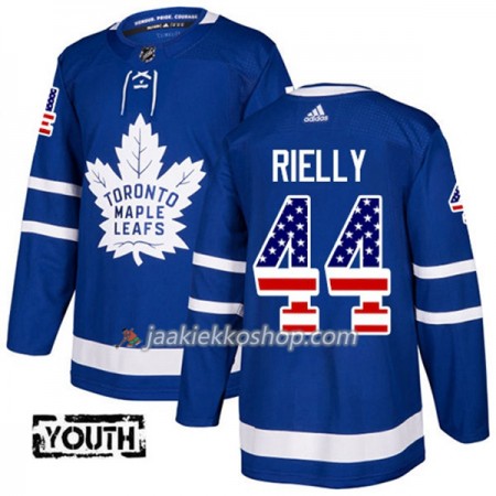 Lapsille NHL Toronto Maple Leafs Pelipaita Morgan Rielly 44 Adidas 2017-2018 Sininen USA Flag Fashion Authentic